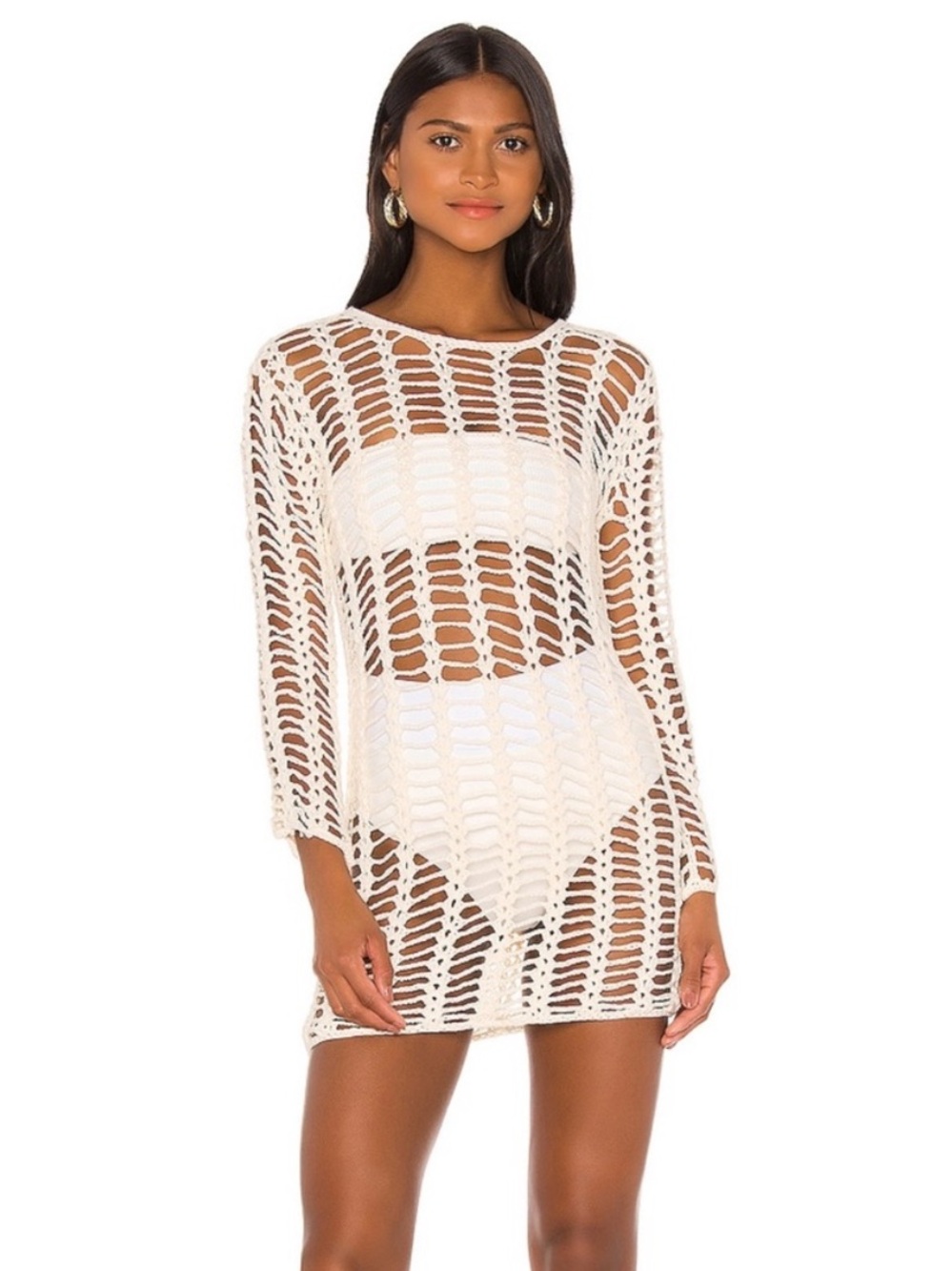 superdown Cream Crochet Cover-Up - size large NWT